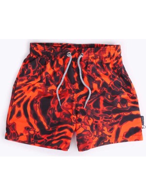 Ayyıldız 2106-SS Turuncu Siyah Desenli Erkek Çocuk Deniz Şortu