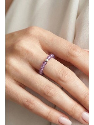 Taş Sandığı Ametist Taşı Lastikli Yüzük – 3.5 mm