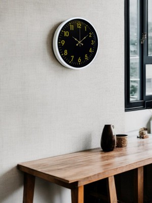 Popüler Sepet 36 cm Beyaz Klasik Duvar Saati