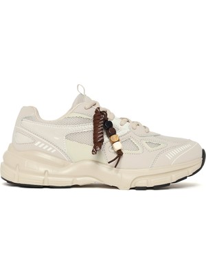 Derimod Kadın Bej Bağcıklı Kalın Tabanlı Charmlı Sneaker 26PFE496114