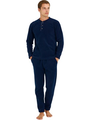 Kly Pijama Kly 7305 Yarım Düğmeli Polar Pijama Takım