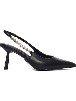 Derimod Kadın Siyah Arkası Açık Ince Topuklu Ayakkabı 26PFE497118