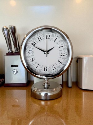 urfakent bilişim ve medya danışmanlık Classic Series Silver 25 x 20 cm Metal Krom Masa Saati
