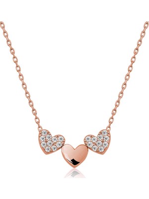 Marsilyan 925 Ayar Gümüş Üç Kalp Kadın Gümüş Kolye T4668 (72)