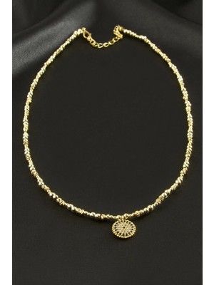 Marsilyan Nazar Zirkon Taşlı Metal Boncuklu Kolye