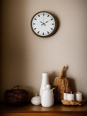 Popüler Sepet 36 cm Kahverengi Dekoratif Şık Duvar Saati