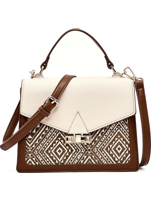 Derimod Kadın Bej Uzun Askılı Desenli Kol Çantası 26PBD260214