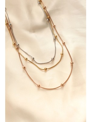 Marsilyan 316L Çelik Karışık Renkli Topçuk Tasarımlı Çoklu Kolye