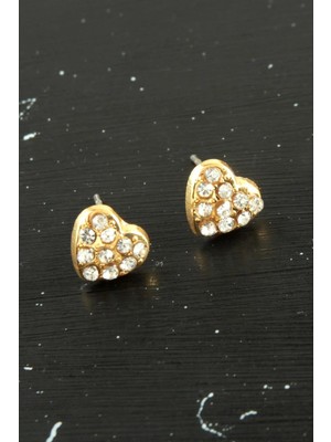 Marsilyan Kalp Taşlı Minik Küpe