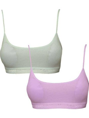 Marsilyan Pedli Ip Askılı Krem ve Pembe Büstiyer 2 Adet