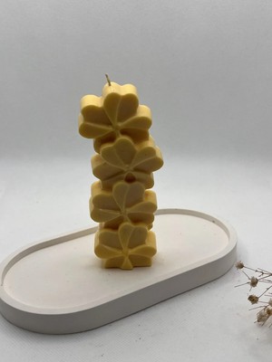 Verda Desing Hediyelik Dört Yapraklı Yonca Sütun El Yapımı Dekoratif Tasarım Mum