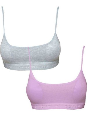 Marsilyan Pedli Ip Askılı Gri ve Pembe Büstiyer 2 Adet