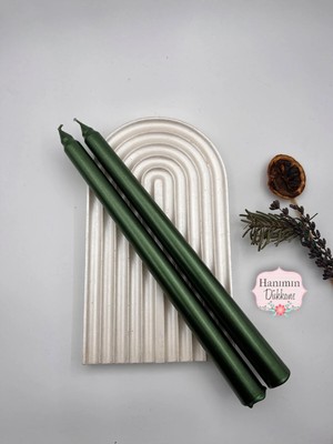 Verda Desing Dekoratif Metalik Yeşil Şamdan Mumu 2 Li Set