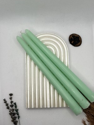 Verda Desing Dekoratif Pastel Su Yeşili Şamdan Mumu 3 Lü Set