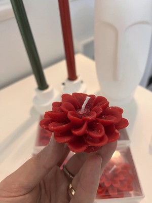 Verda Desing Hediyelik Kırmızı Lotus Çiçeği El Yapımı Dekoratif Tasarım Mum