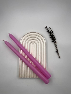 Verda Desing Dekoratif Pastel Mat Pembe Şamdan Mumu 2 Li Set