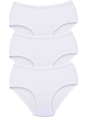 Marsilyan 3 Adet Tutku Kadın Yüksek Bel Bato Kalın Lastik Külot Beyaz
