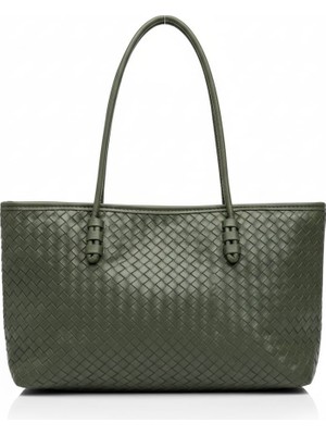 ÜçKol Ticaret Aura Serisi Örgü Desenli Büyük Boy Kadın Omuz Çantası