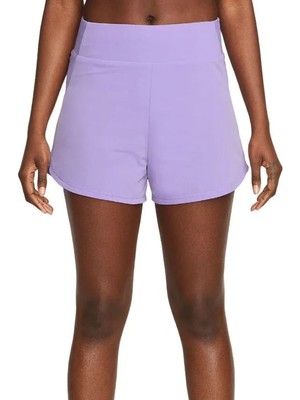 Nike Dri Fit Fitness High Waisted 3" Brief Lined Training Kadın 2 Cepli Antrenman Şortu Mor