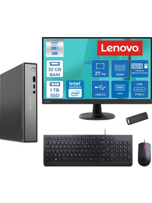 Lenovo Thinkcentre Neo 50Q Gen 5 Intel Core 7-240H 5.2ghz Up 32GB Ddr5 1tb SSD Intel® Graphics+Lenovo 27" FHD Mon. Freedos Mini Masaüstü Bilgisayar 13B9001PTR27F13+ZETTAUSBBELLEK