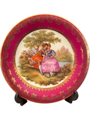 TT Fransız Limoges 16 cm Çapında Fragonard Temalı Porselen Dekor Tabağı