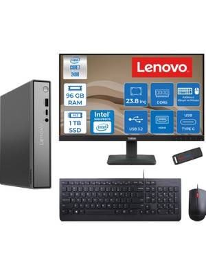 Lenovo Thinkcentre Neo 50Q Gen 5 Intel Core 7-240H 5.2ghz Up 96GB Ddr5 1tb SSD Intel® Graphics+Lenovo 23.8" FHD Mon. Freedos Mini Masaüstü Bilgisayar 13B9001PTR23F33+ZETTAUSBBELLEK