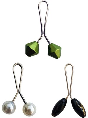 Marsilyan 3 Adet Tesettür Eşarp ve Şal Klipsi Inci Beyaz Siyah Yeşil