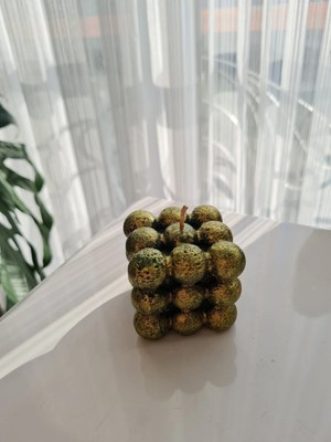 Verda Desing Kokulu Zümrüt Yeşili Altın Bubbleı El Yapımı Dekoratif Tasarım Mum