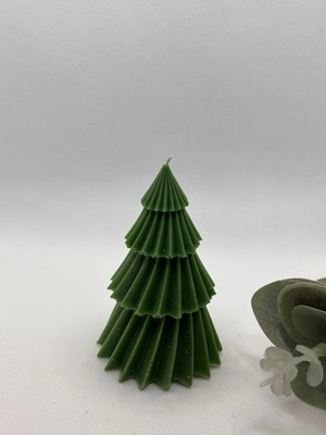 Verda Desing Yeşil Geometrik Çam Ağacı Dekoratif Yılbaşı Mumu