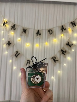 Verda Desing Hediyelik Hayırlı Ramazanları Notlu Kutulu Yeşil Küçük Bubble El Yapımı Dekoratif Tasarım Mum