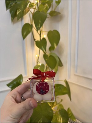 Verda Desing Yılbaşı Hediyesi Notlu Kırmızı Kurdaleli Beyaz Kutulu Küçük Bubble El Yapımı Dekoratif Tasarım Mum