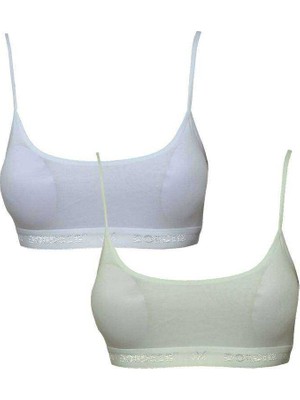 Marsilyan Pedli Ip Askılı Beyaz ve Krem Büstiyer 2 Adet