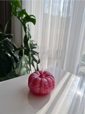 Verda Desing Kokulu Pembe Beyaz Simli Bal Kabağı El Yapımı Dekoratif Tasarım Mum