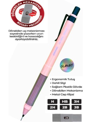 Glanart Dönebilen Uç Mekanizmalı 0,7 Uçlu Kalem Rotary 1 Adet