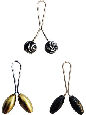 Marsilyan 3 Adet Tesettür Eşarp ve Şal Klipsi Sarı Siyah Siyah Desenli