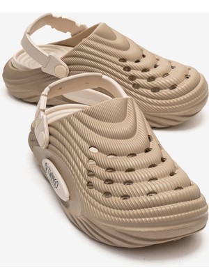 Ccway Hasır Desenli Sabo Erkek Terlik Kum Ekru