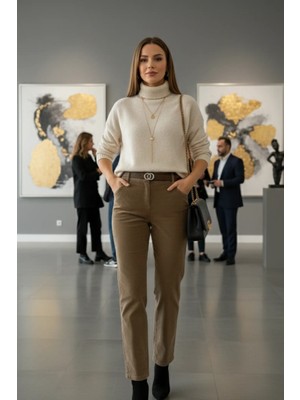 Kemerli Kadife Pantolon