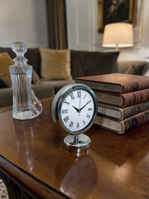 Çetiner Group Krom Zarif 25 x 20 cm Metal Masa Saati