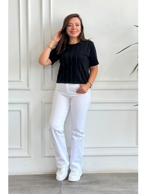 Beyaz Palazzo Jean Pantolon