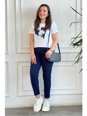 Duble Paça Beli Lastikli Pantolon