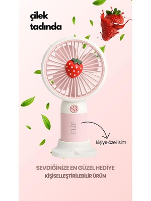 Metaforce Kişiye Özel Isimli Mini Fan Soğutucu Vantilatör Pembe Renkli Modern Tasarım