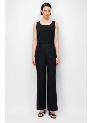 Moda İlgi Moda Ilgi Kadın Ispanyol Paça Dokuma Pantolon 5012 Siyah