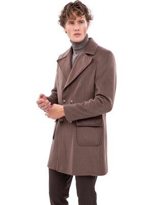 Echol Erkek Standart Fit Sivri Yaka Kaban