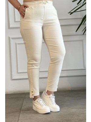 Beli Lastikli Paçası Asimetrik Pantolon