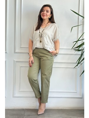 Kendinden Kemerli Duble Paça Pantolon