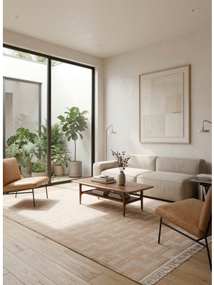 Çerkez Halı Bari Collection Şönil Halı Yumuşak Kaymaz Taban Salon Oturma Odası Halısı Kahve 01 BR05