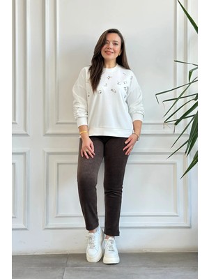 Beli Lastikli Kadife Dar Paça Pantolon