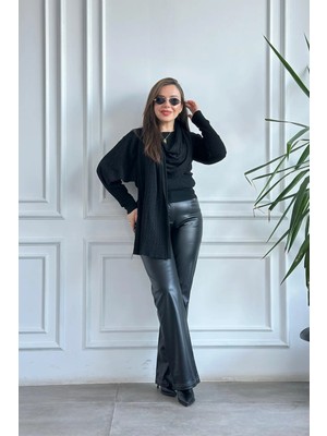 Sıvama Şardonlu Deri Pantolon