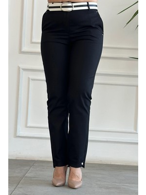 Beli Kemerli Asimetrik Paça Kumaş Pantolon
