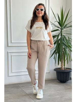 Beli Lastikli Havuç Paça Pantolon
